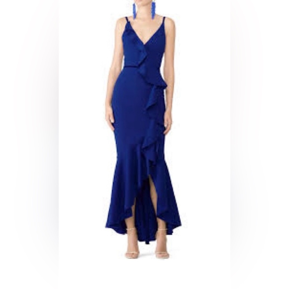 Marchesa Notte Royal Blue Ruffle Gown